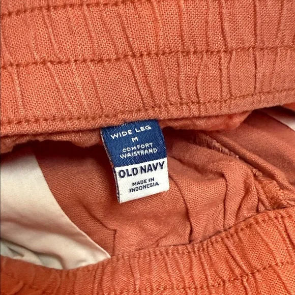Old Navy Wide-Leg Burnt Orange Linen Trousers - Picture 2 of 5